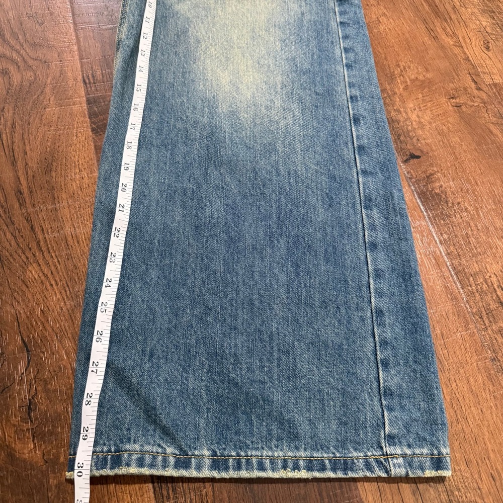 Mens Wide Leg Baggy Jeans Medium Wash Denim Streetwear Relaxed Fit 29x30 - Picture 6 of 8